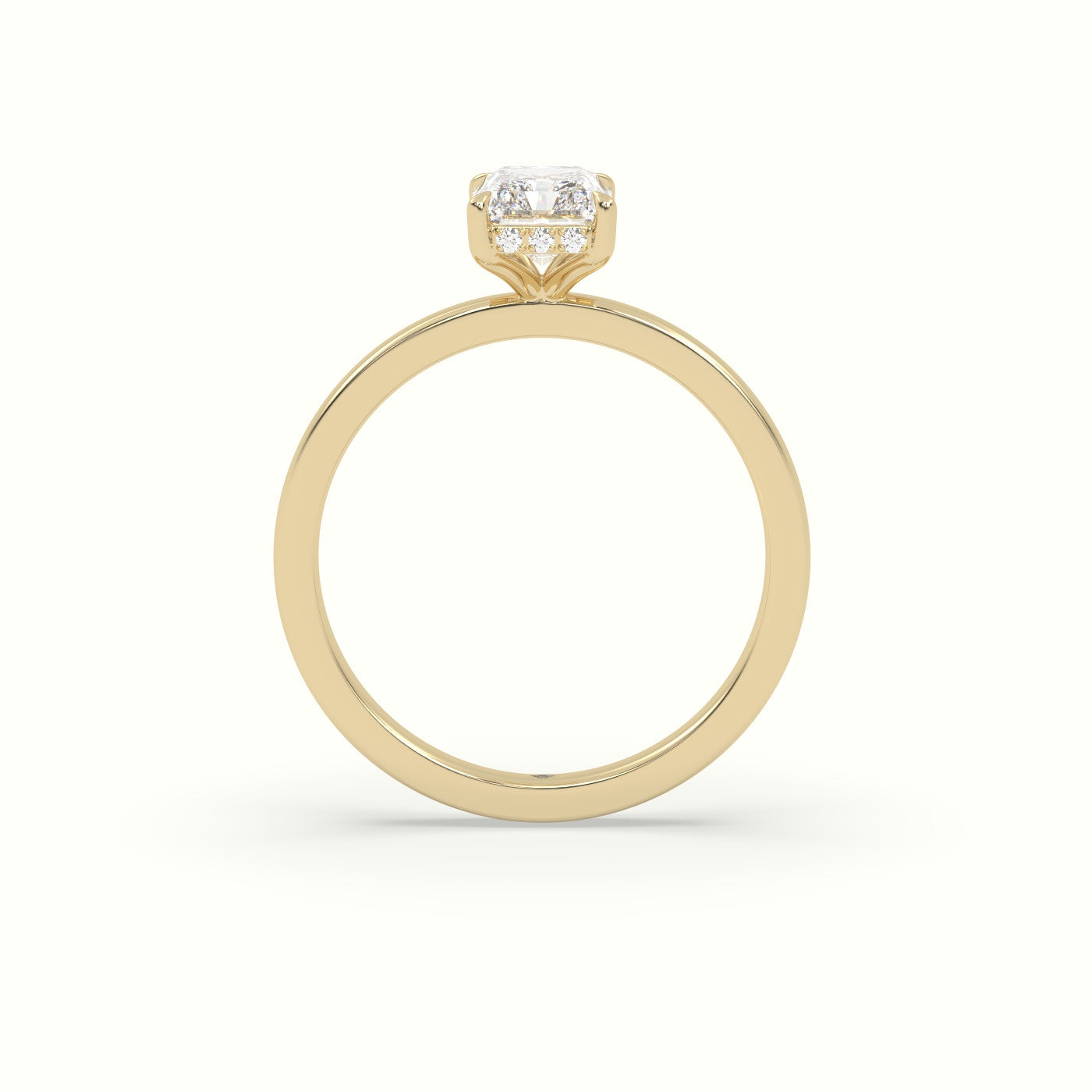 Radiant Cut Hidden Halo Engagement Ring — Yellow Gold