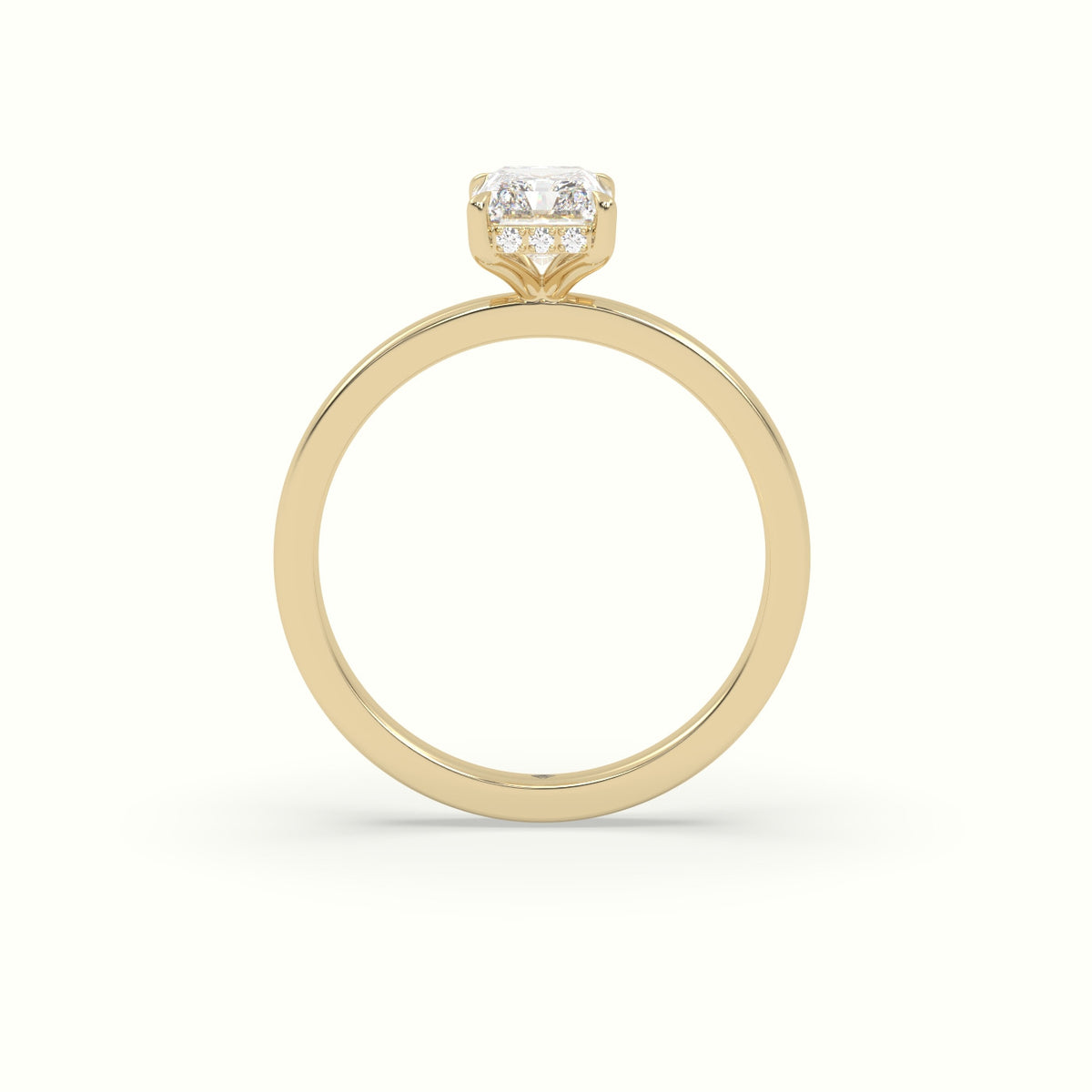 Radiant Cut Hidden Halo Engagement Ring — Yellow Gold