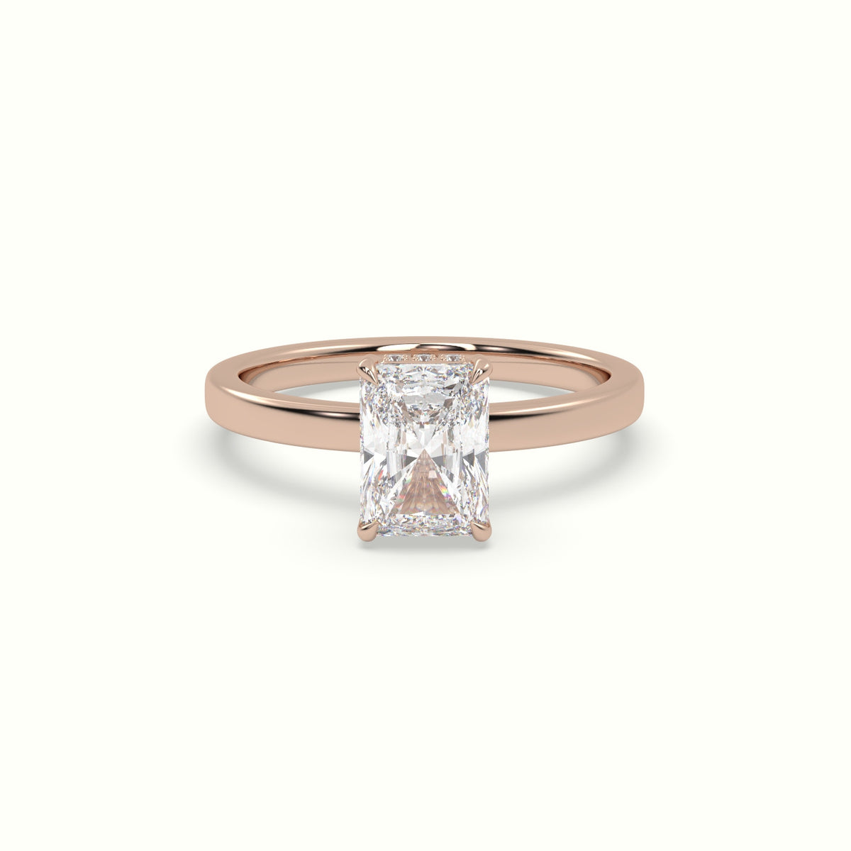 Radiant Cut Hidden Halo Engagement Ring — Rose Gold