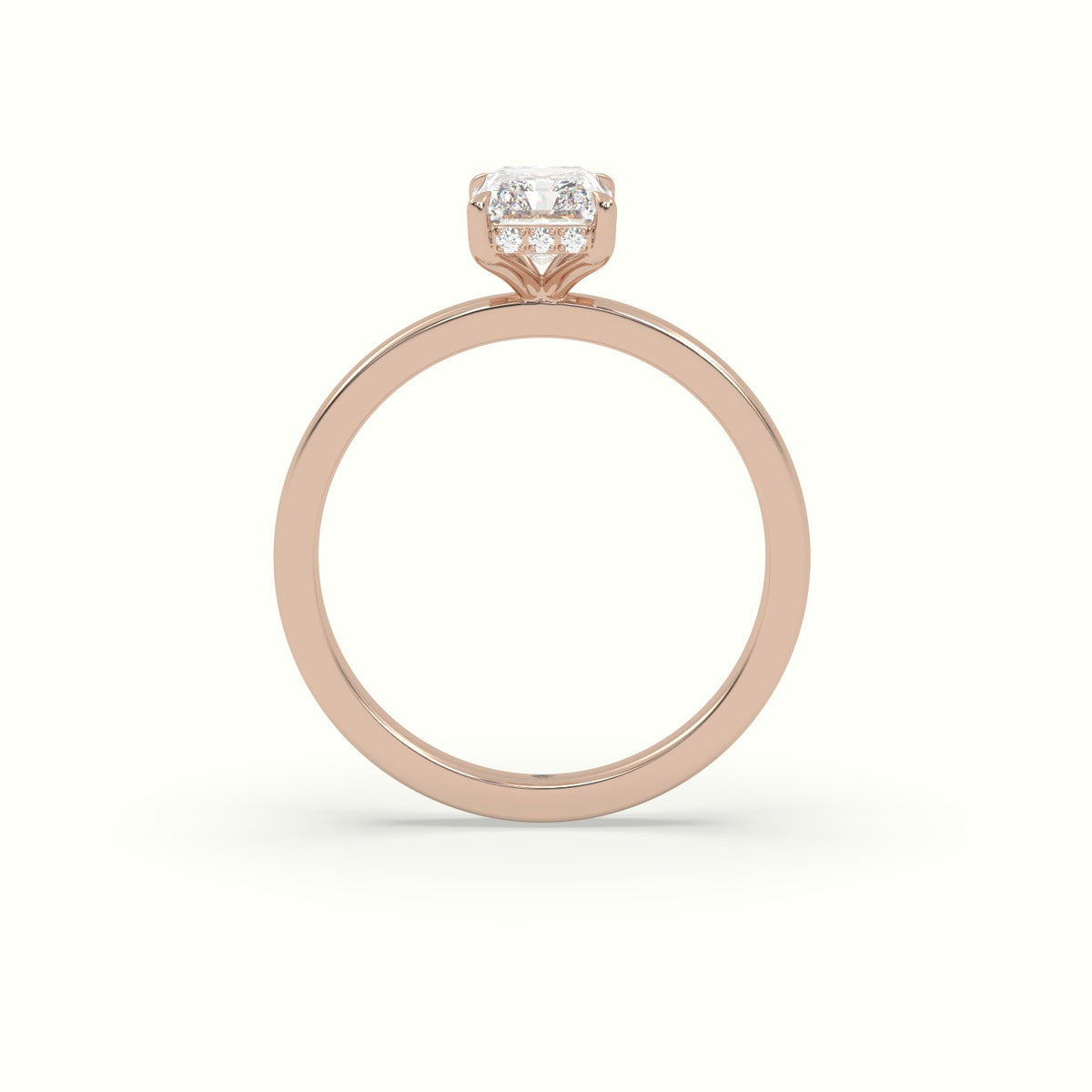 Radiant Cut Hidden Halo Engagement Ring — Rose Gold