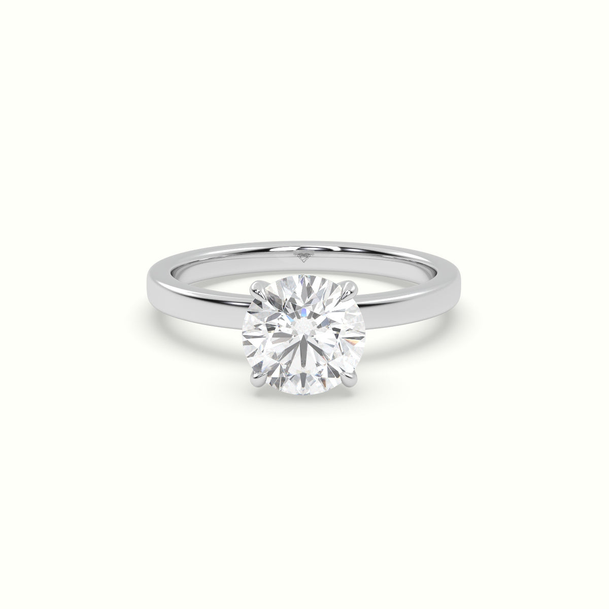 Round Cut Hidden Halo Engagement Ring — White Gold