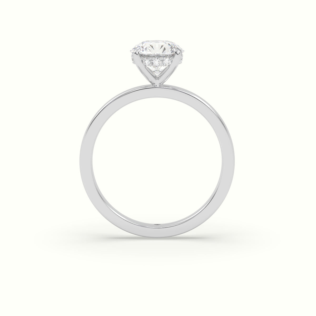 Round Cut Hidden Halo Engagement Ring — White Gold