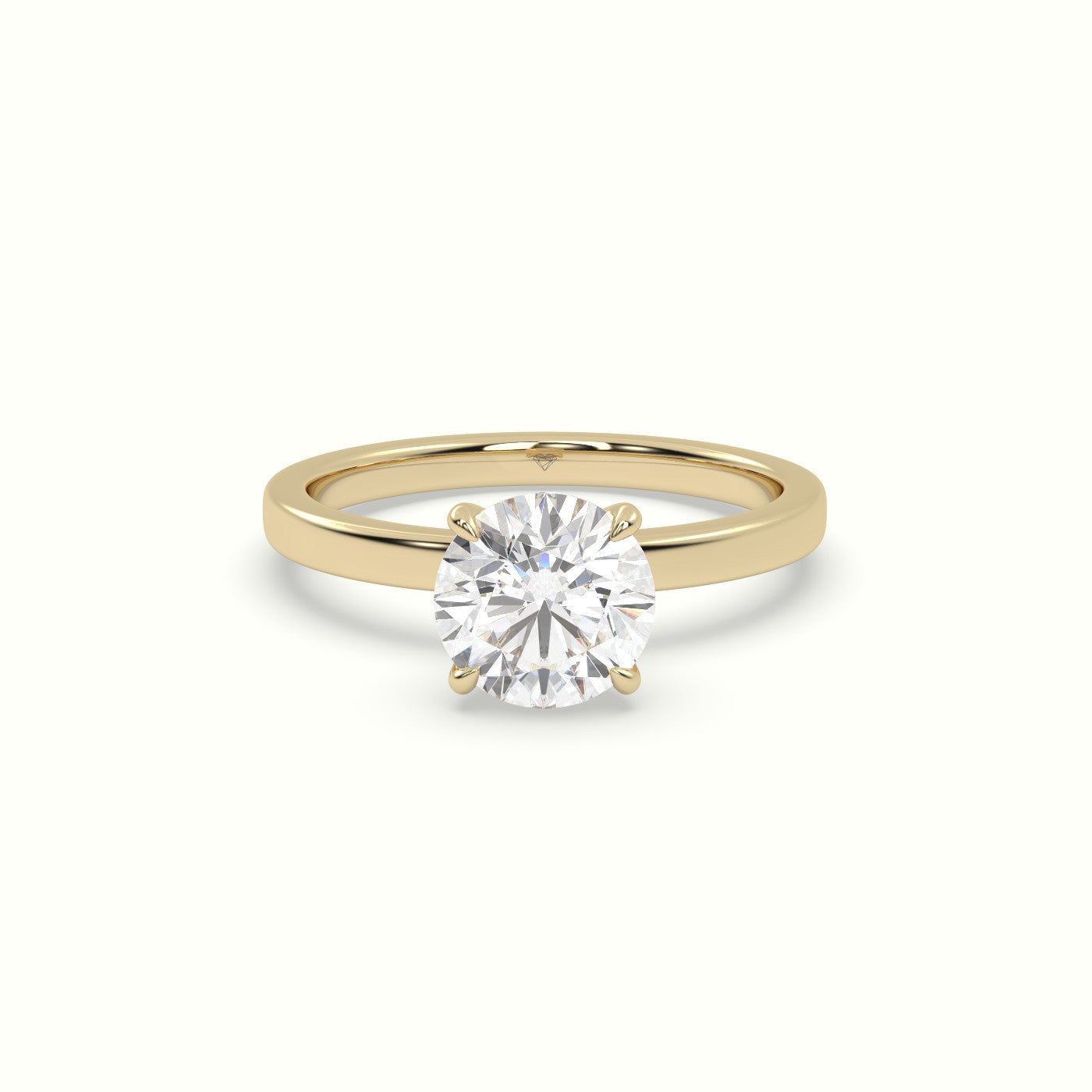 Round Cut Hidden Halo Engagement Ring — Yellow Gold