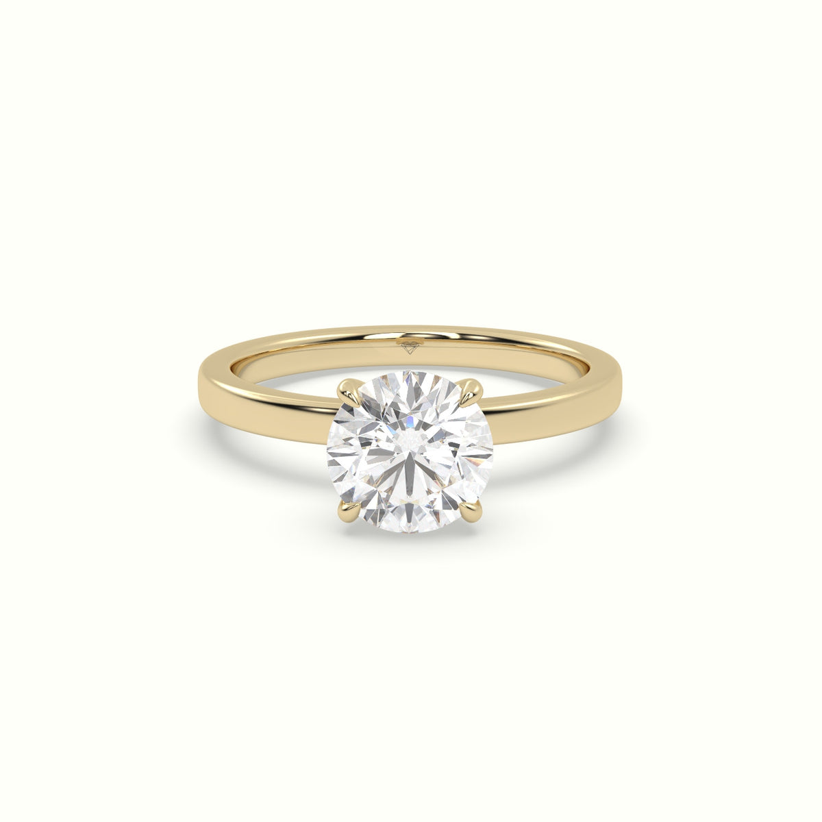 Round Cut Hidden Halo Engagement Ring — Yellow Gold