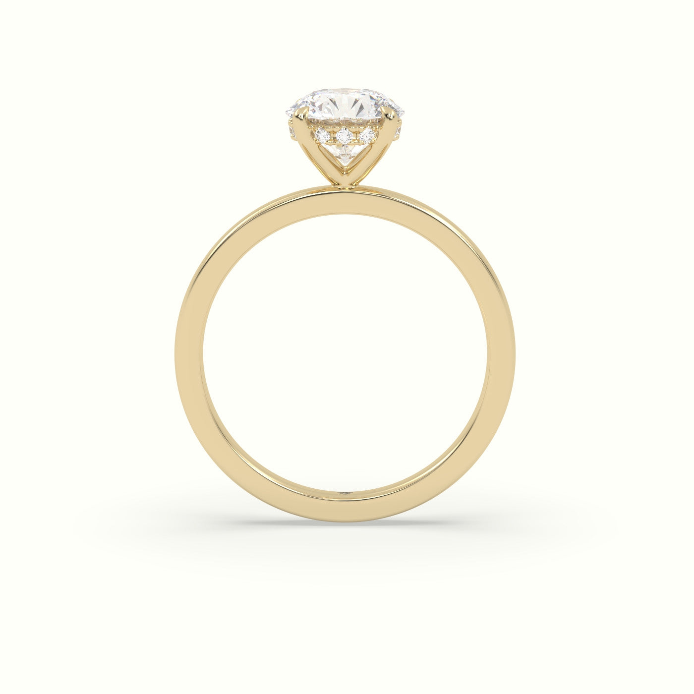 Round Cut Hidden Halo Engagement Ring — Yellow Gold