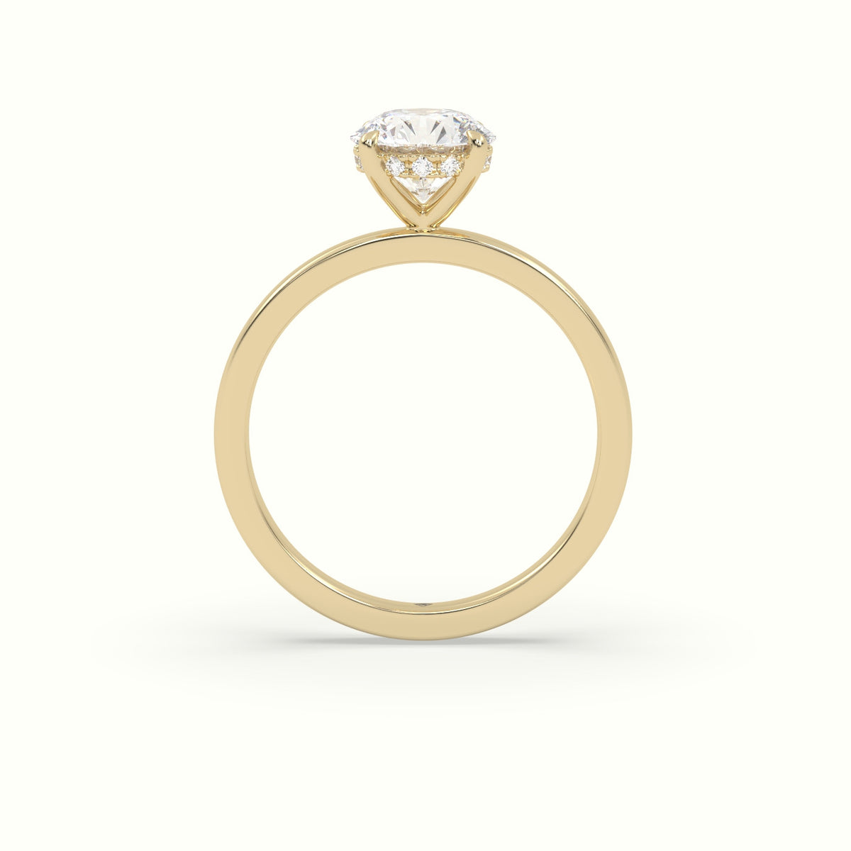 Round Cut Hidden Halo Engagement Ring — Yellow Gold