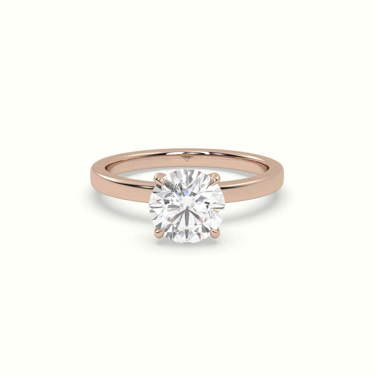 Round Cut Hidden Halo Engagement Ring — Rose Gold