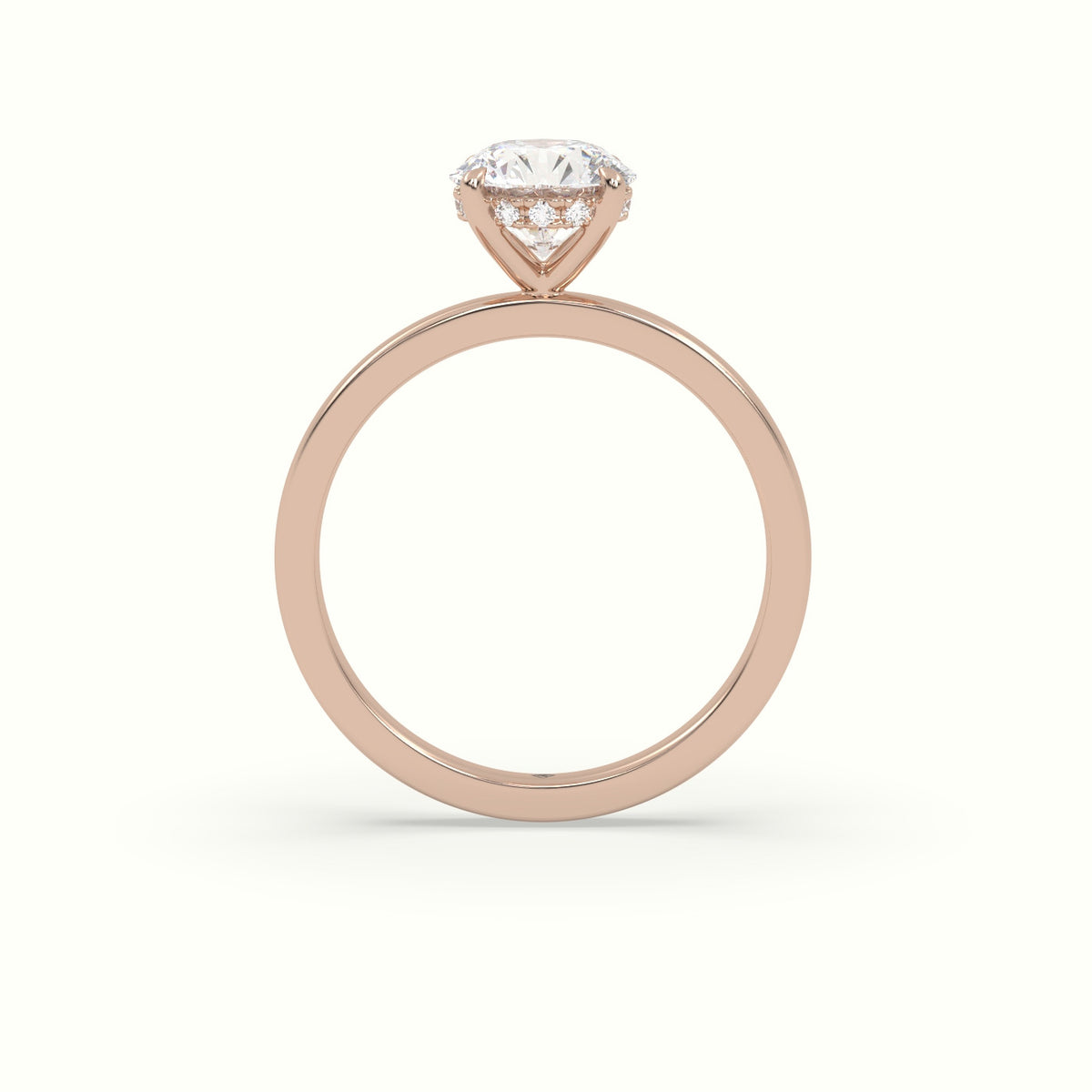 Round Cut Hidden Halo Engagement Ring — Rose Gold
