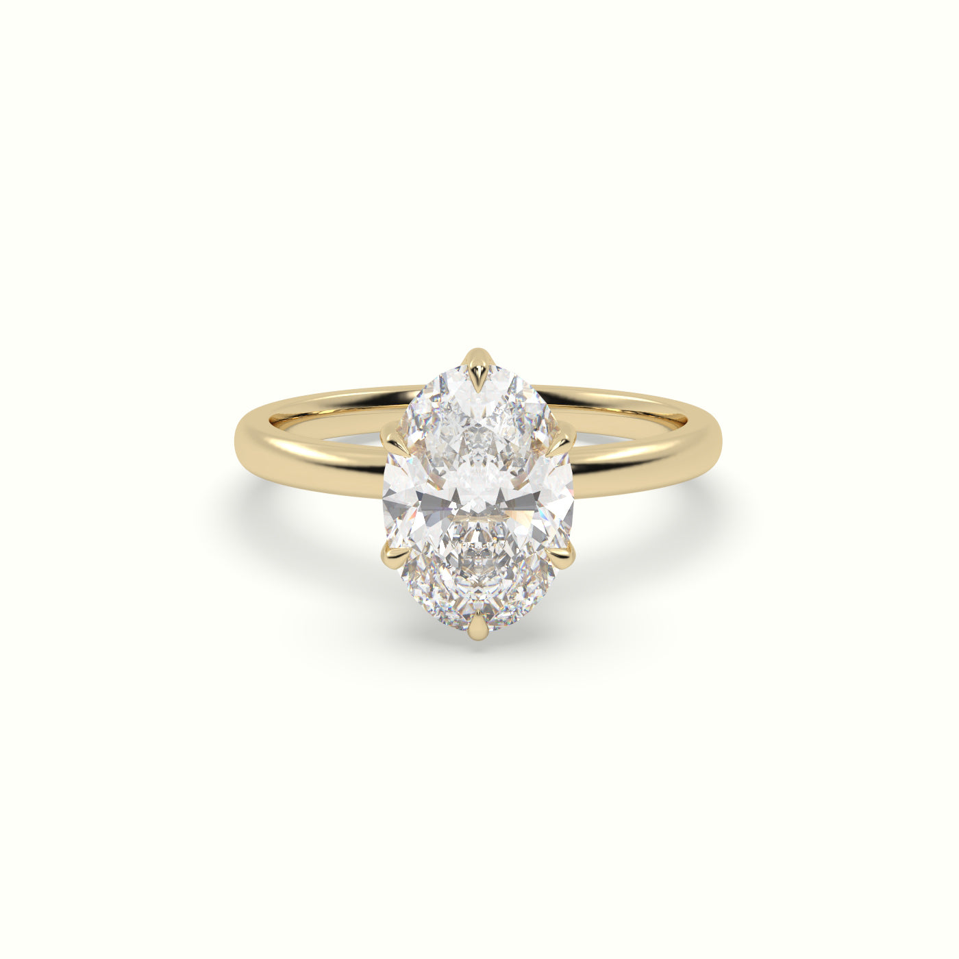 The Tulip Oval Cut 6 Prong Hidden Halo Diamond Engagement Ring