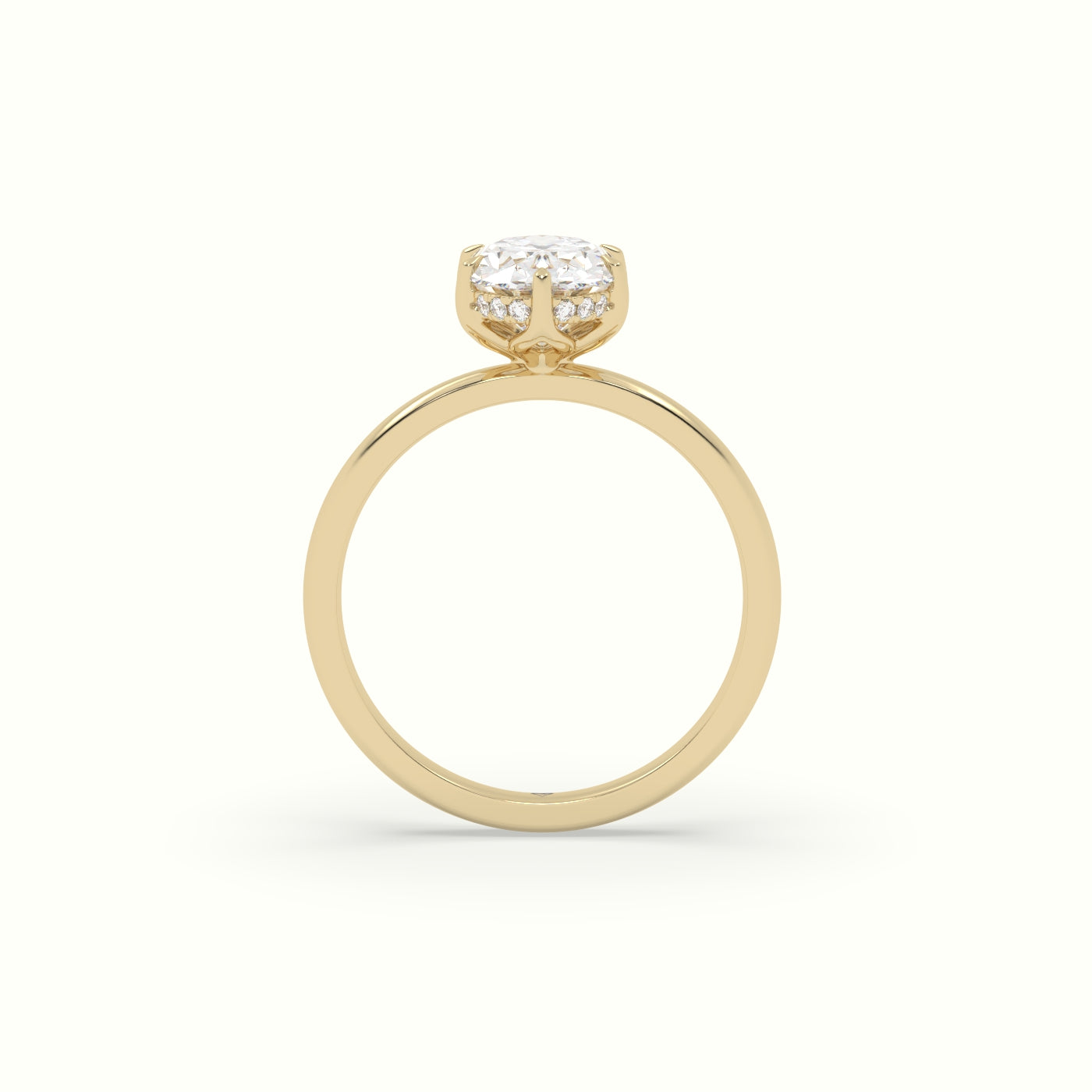 The Tulip Oval Cut 6 Prong Hidden Halo Diamond Engagement Ring