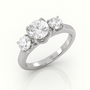 Round Cut Diamond Side Stone Engagement Ring — White Gold