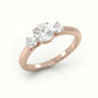 Round Cut Diamond Side Stone Engagement Ring — Rose Gold
