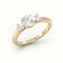 Round Cut Diamond Side Stone Engagement Ring — Yellow Gold