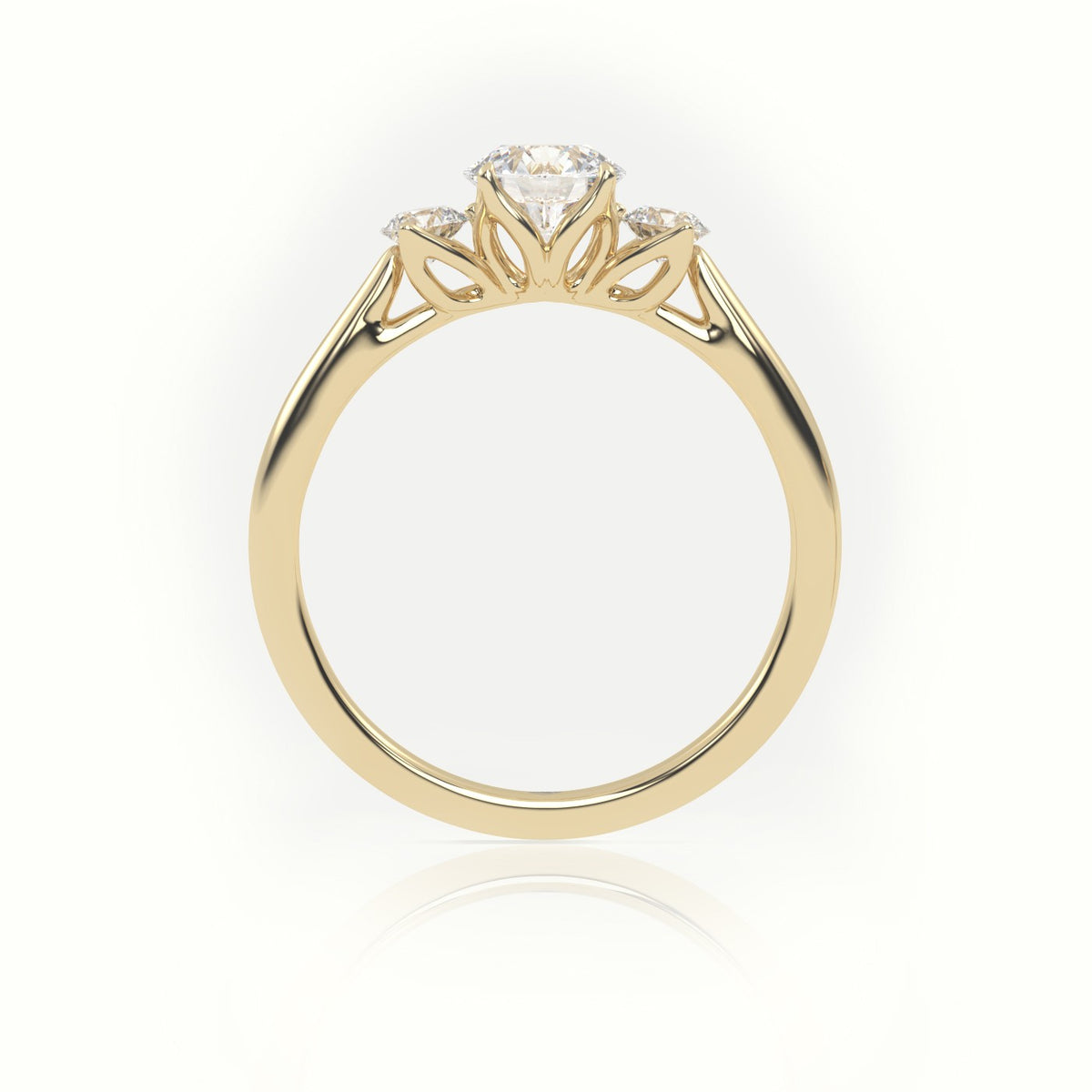 Round Cut Diamond Side Stone Engagement Ring — Yellow Gold