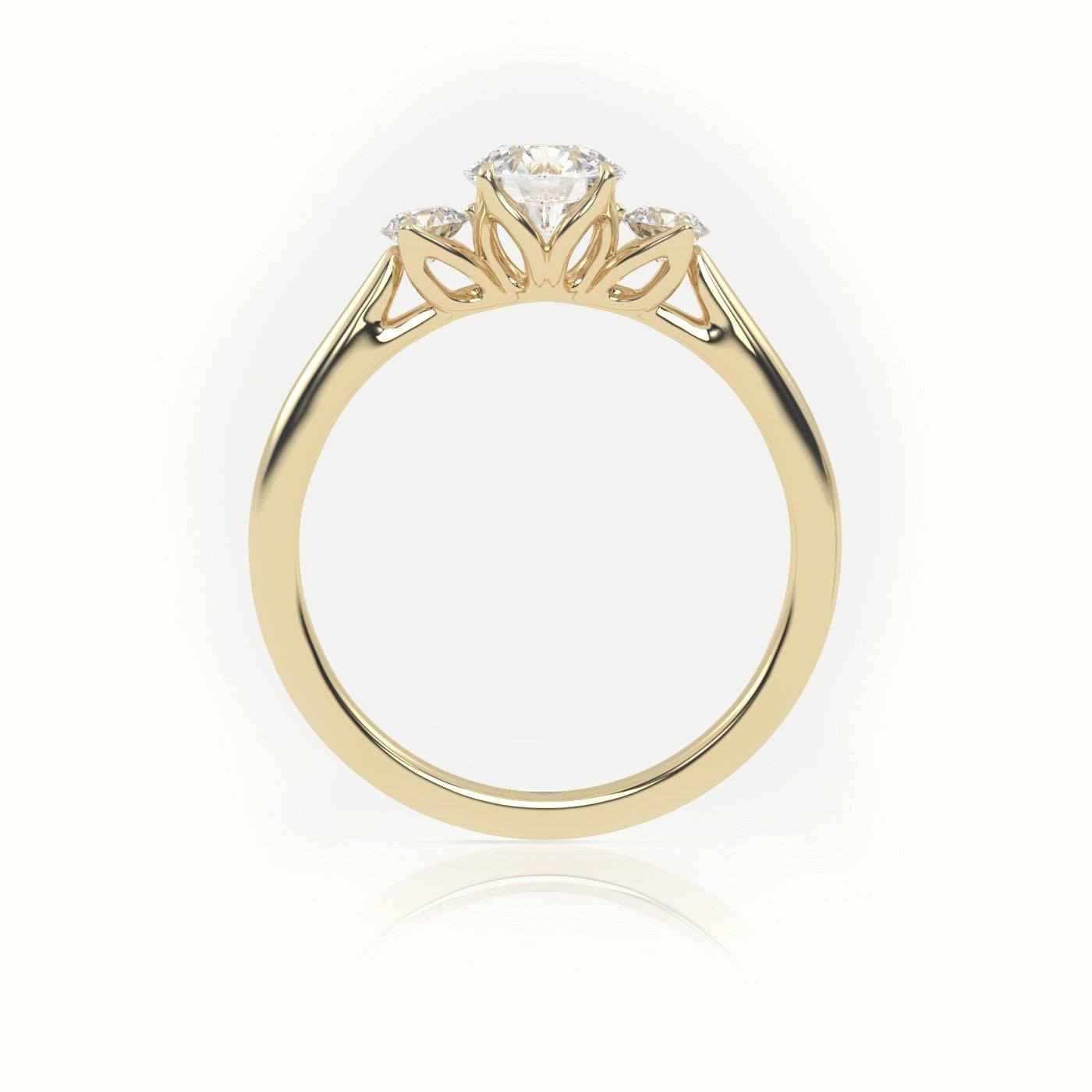 Round Cut Diamond Side Stone Engagement Ring — Yellow Gold