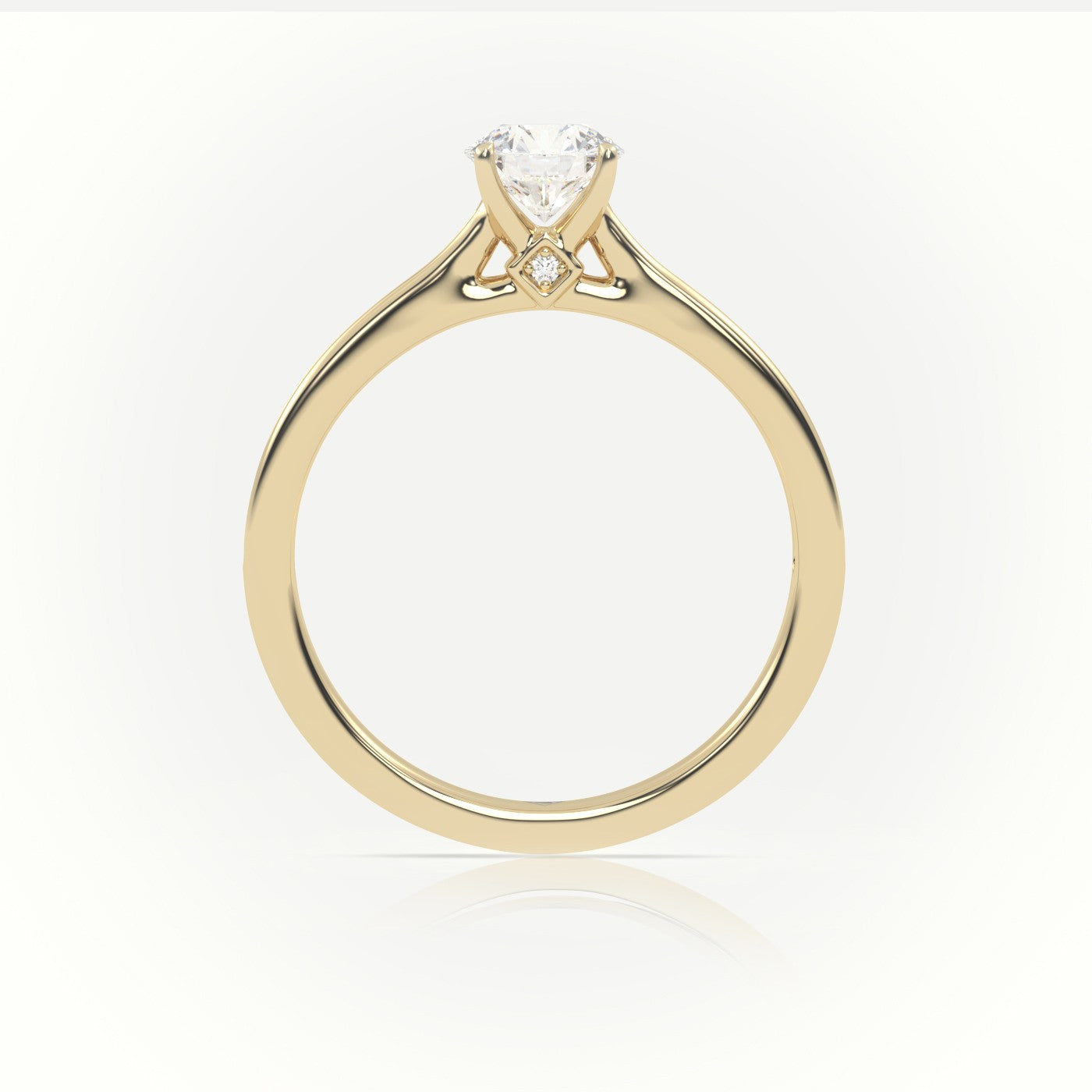 Round Cut Diamond 4 Prongs Channel Setting Vintage Engagement Ring — Yellow Gold