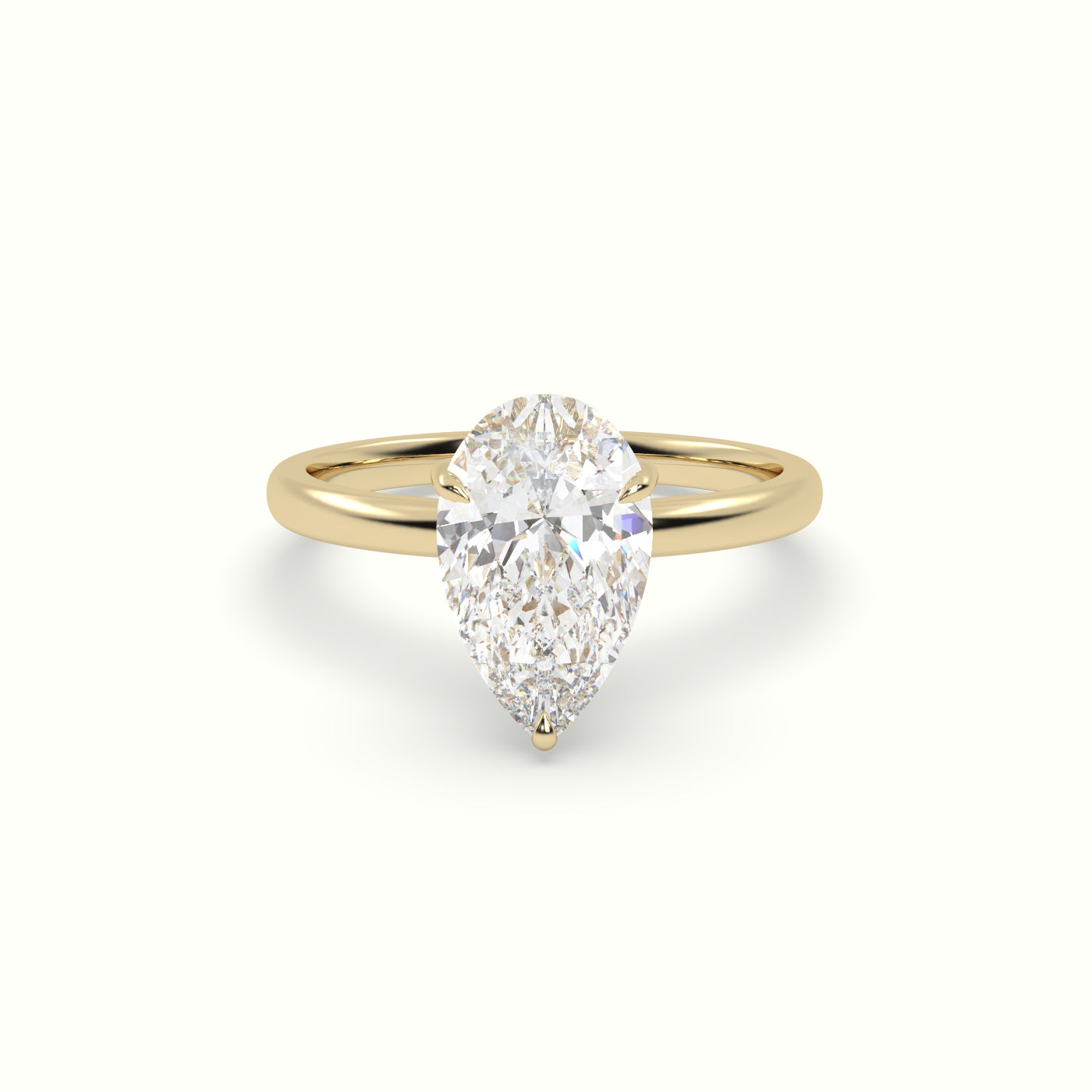 The Tulip Pear Cut 3 Prong Hidden Halo Diamond Engagement Ring