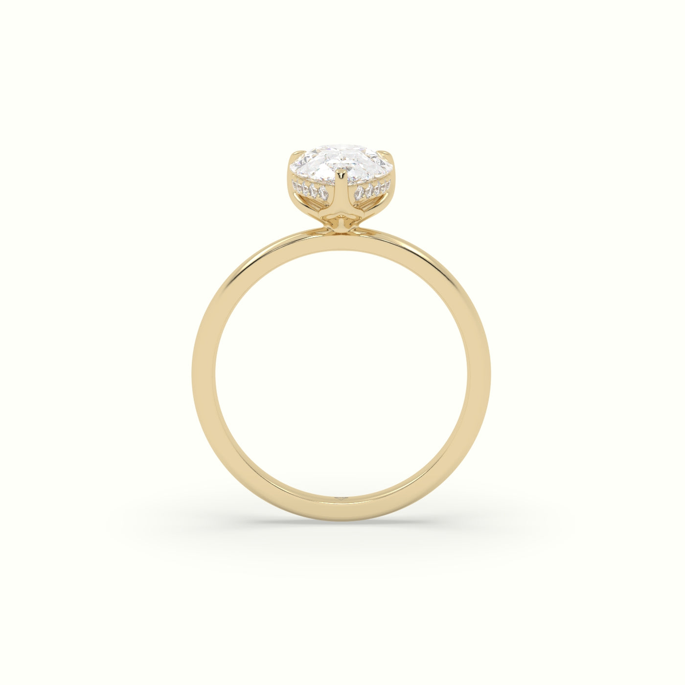 The Tulip Pear Cut 3 Prong Hidden Halo Diamond Engagement Ring