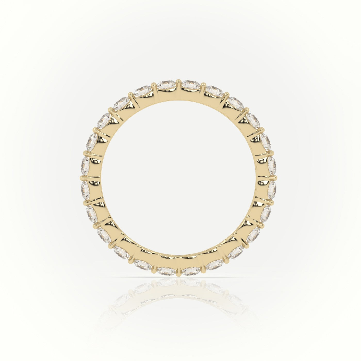 Round Diamonds Scallop Set Eternity Wedding Band — Yellow Gold