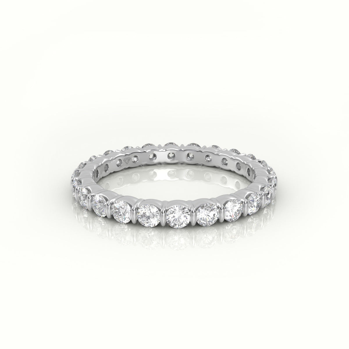 Round Diamonds Stylish Eternity Wedding Band — White Gold