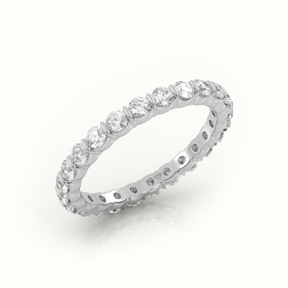 Round Diamonds Stylish Eternity Wedding Band — White Gold