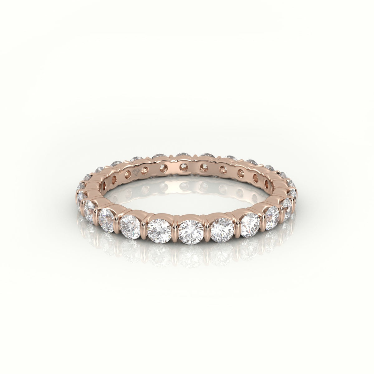 Round Diamonds Stylish Eternity Wedding Band — Rose Gold
