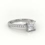 Princess Cut Diamond 4 Prongs Pave Setting Engagement Ring — White Gold