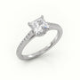 Princess Cut Diamond 4 Prongs Pave Setting Engagement Ring — White Gold