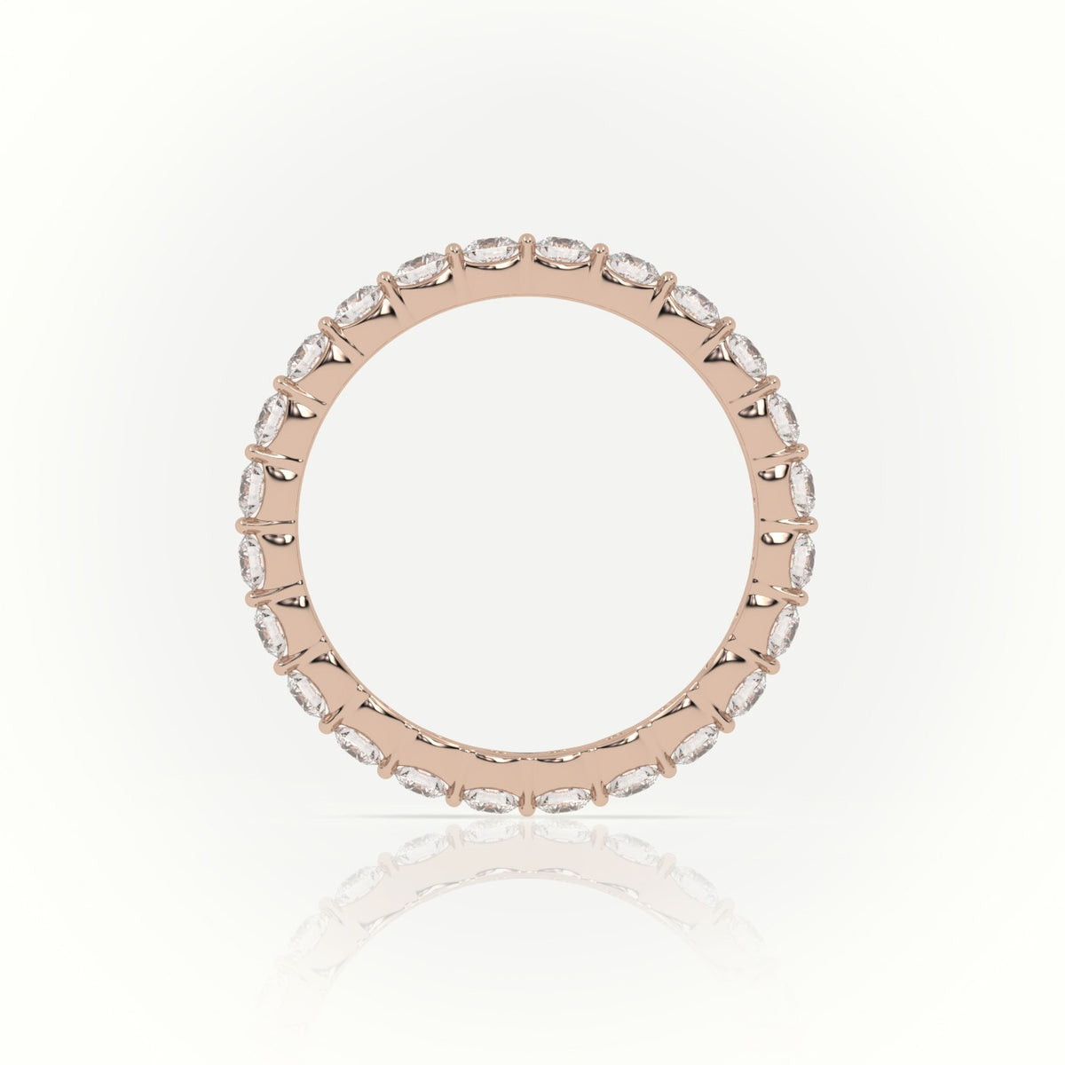 Round Diamonds Stylish Eternity Wedding Band — Rose Gold