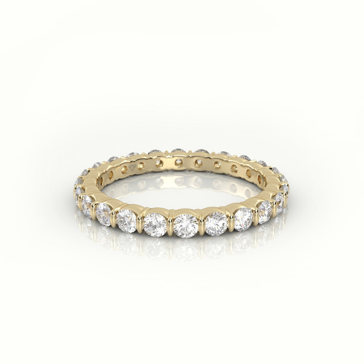 Round Diamonds Stylish Eternity Wedding Band — Yellow Gold