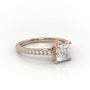 Princess Cut Diamond 4 Prongs Pave Setting Engagement Ring — Rose Gold