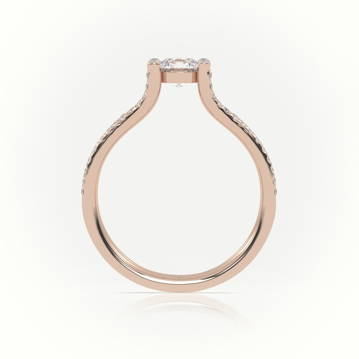 Princess Cut Diamond 4 Prongs Pave Setting Engagement Ring — Rose Gold