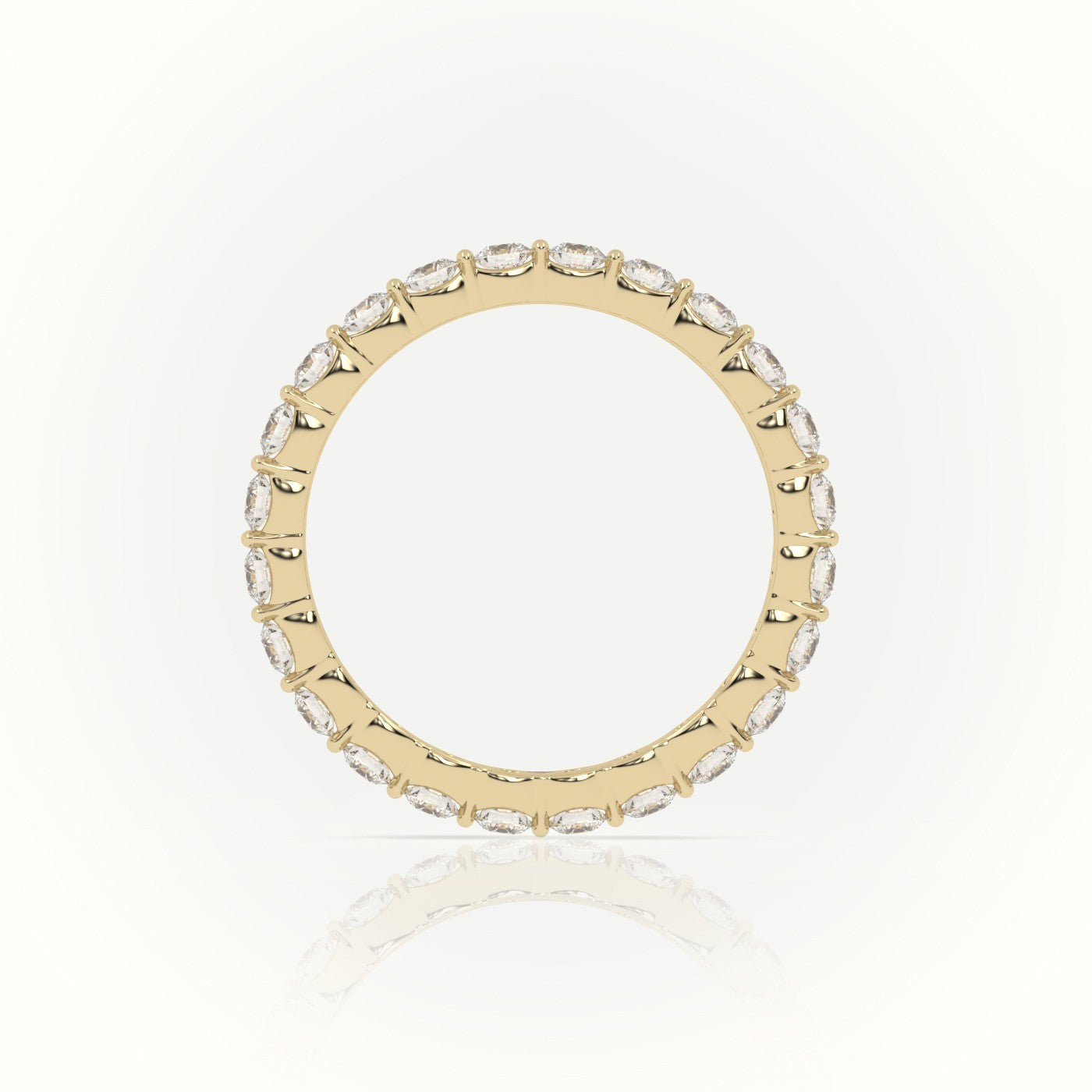 Round Diamonds Stylish Eternity Wedding Band — Yellow Gold