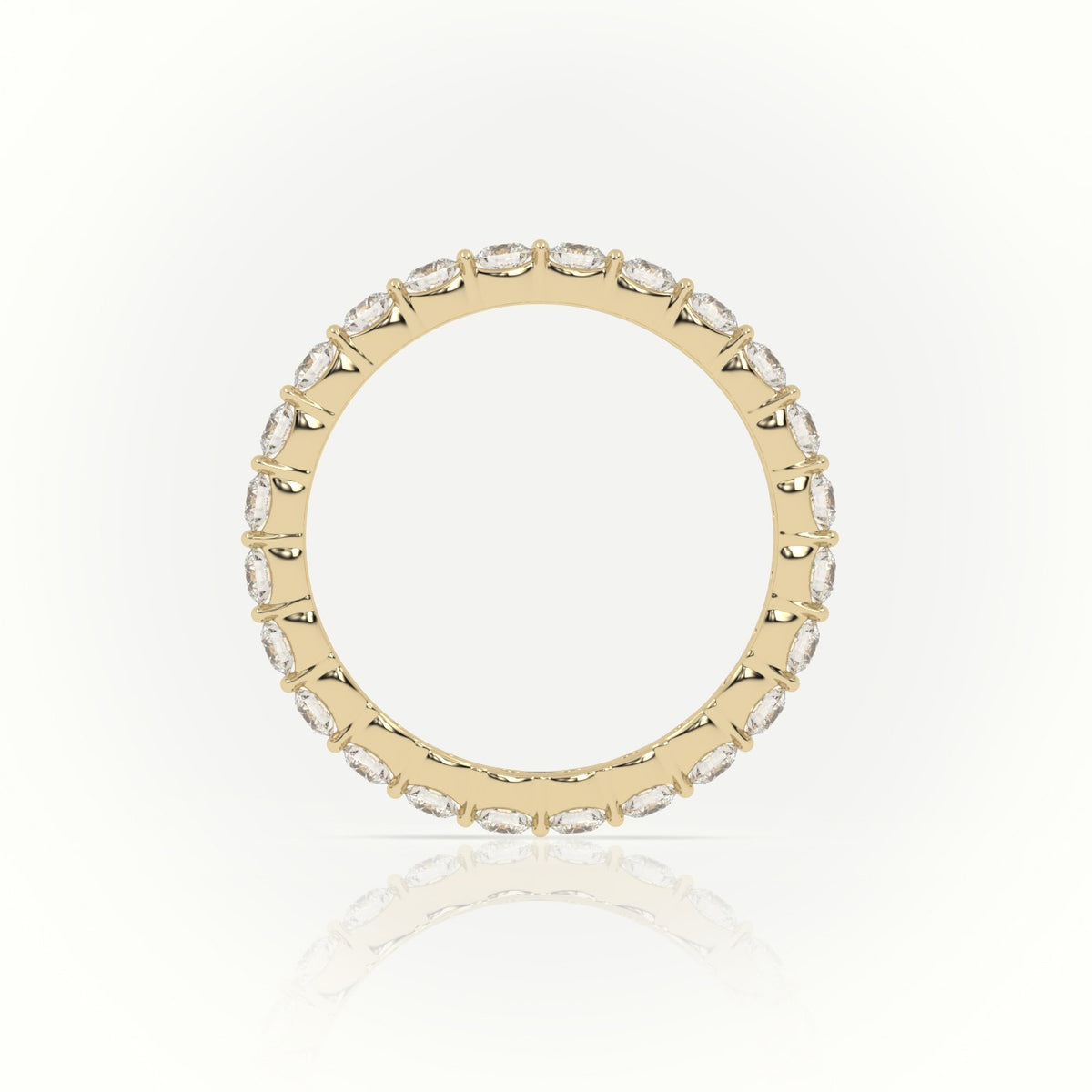 Round Diamonds Stylish Eternity Wedding Band — Yellow Gold