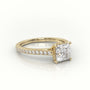 Princess Cut Diamond 4 Prongs Pave Setting Engagement Ring — Yellow Gold