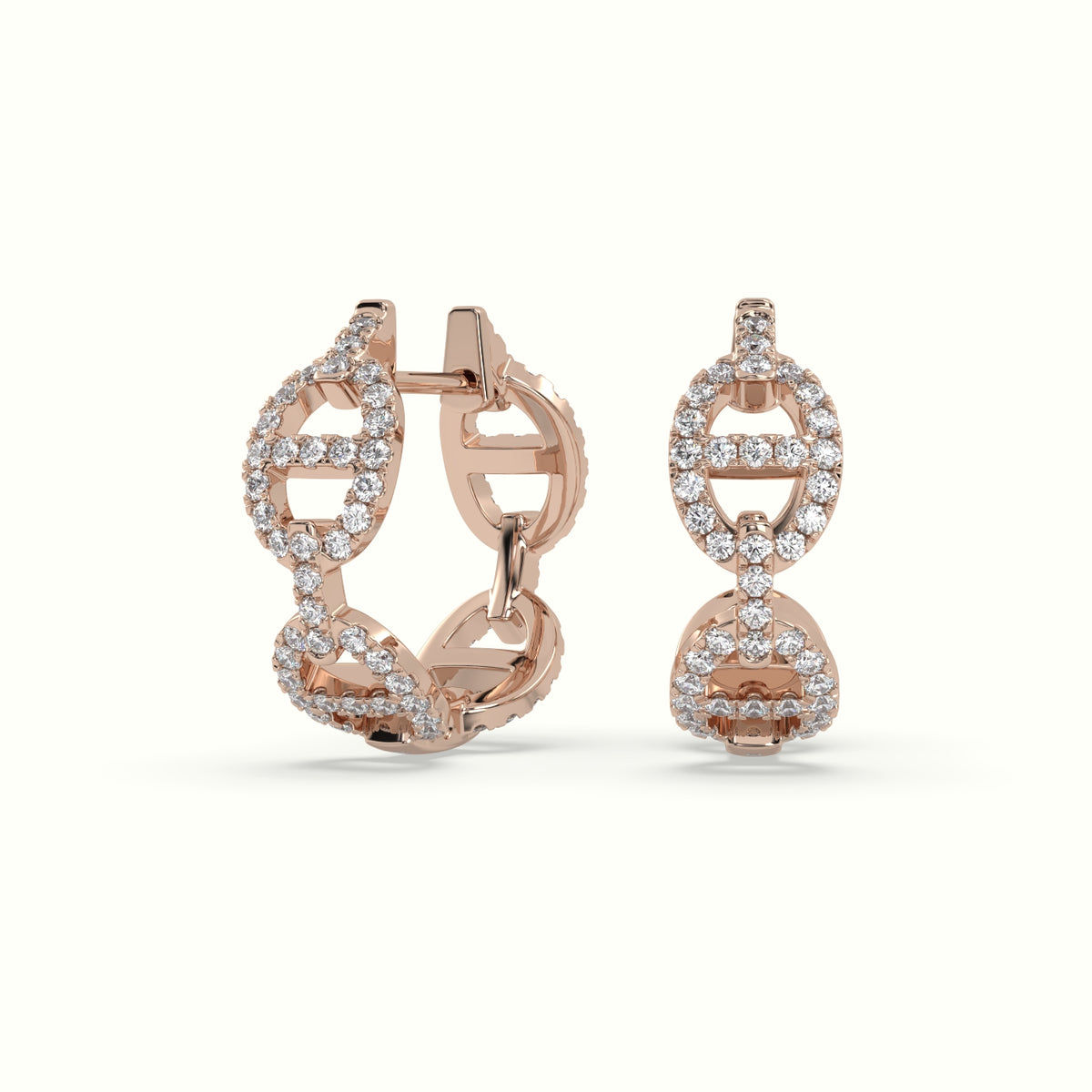 Pavé Mariner Link Diamond Huggie Earrings