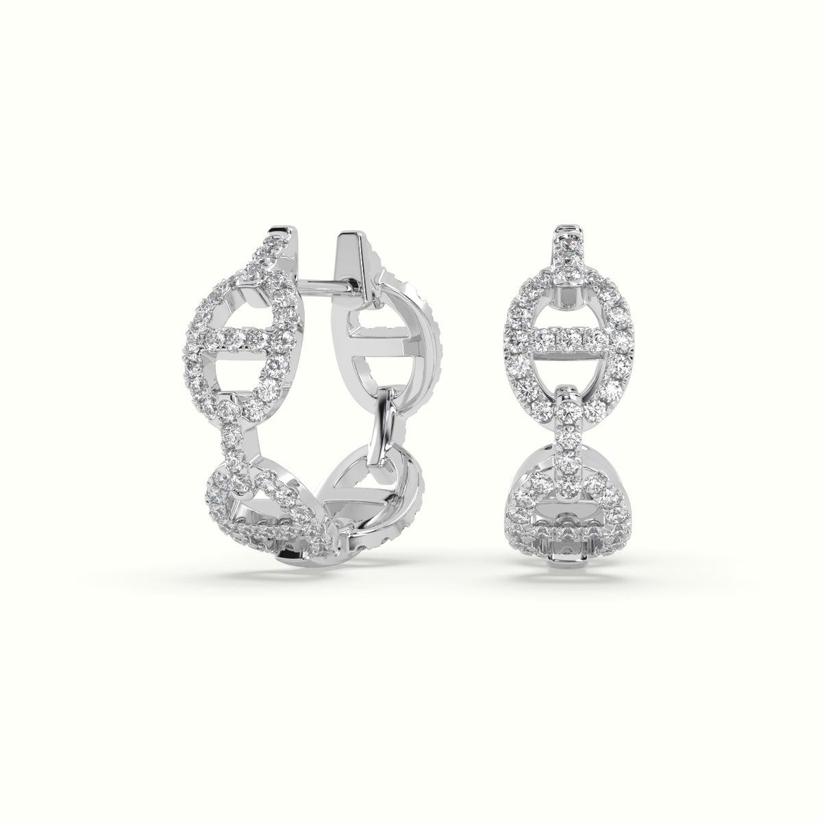 Pavé Mariner Link Diamond Huggie Earrings