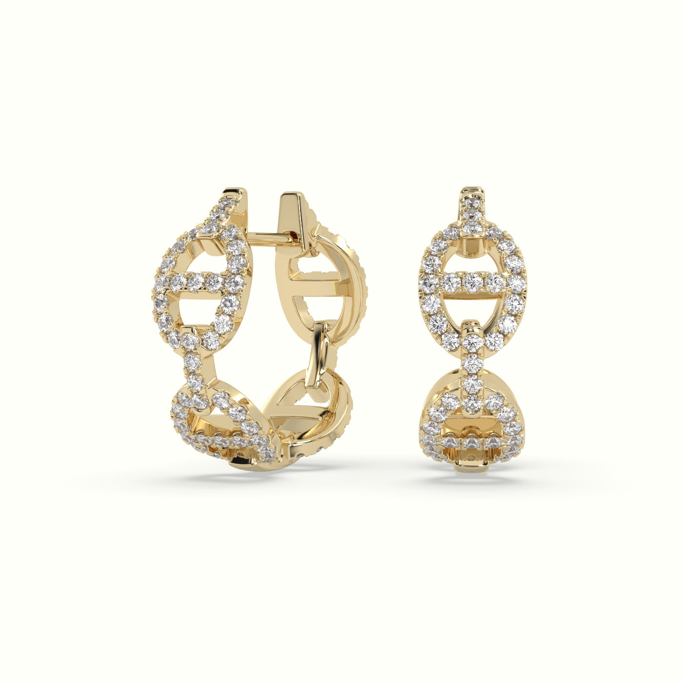 Pavé Mariner Link Diamond Huggie Earrings