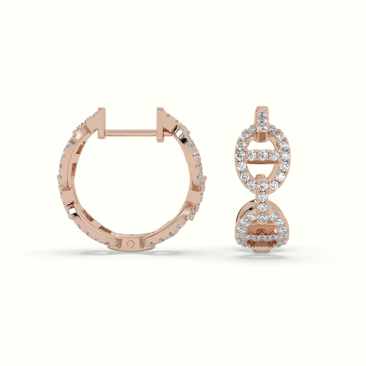 Pavé Mariner Link Diamond Huggie Earrings