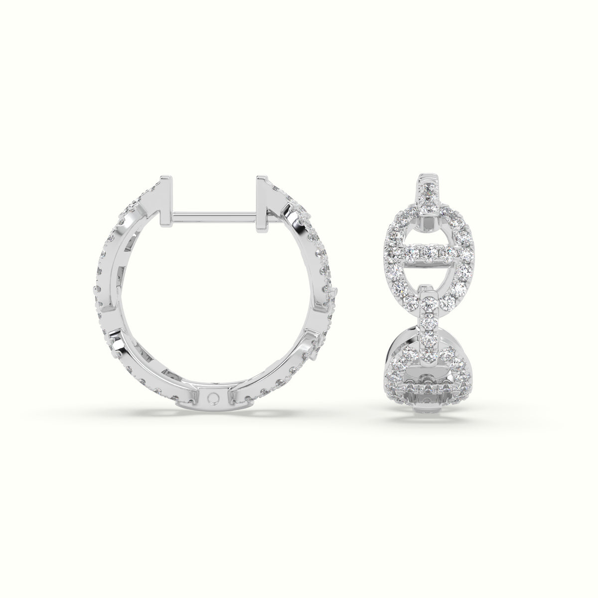 Pavé Mariner Link Diamond Huggie Earrings