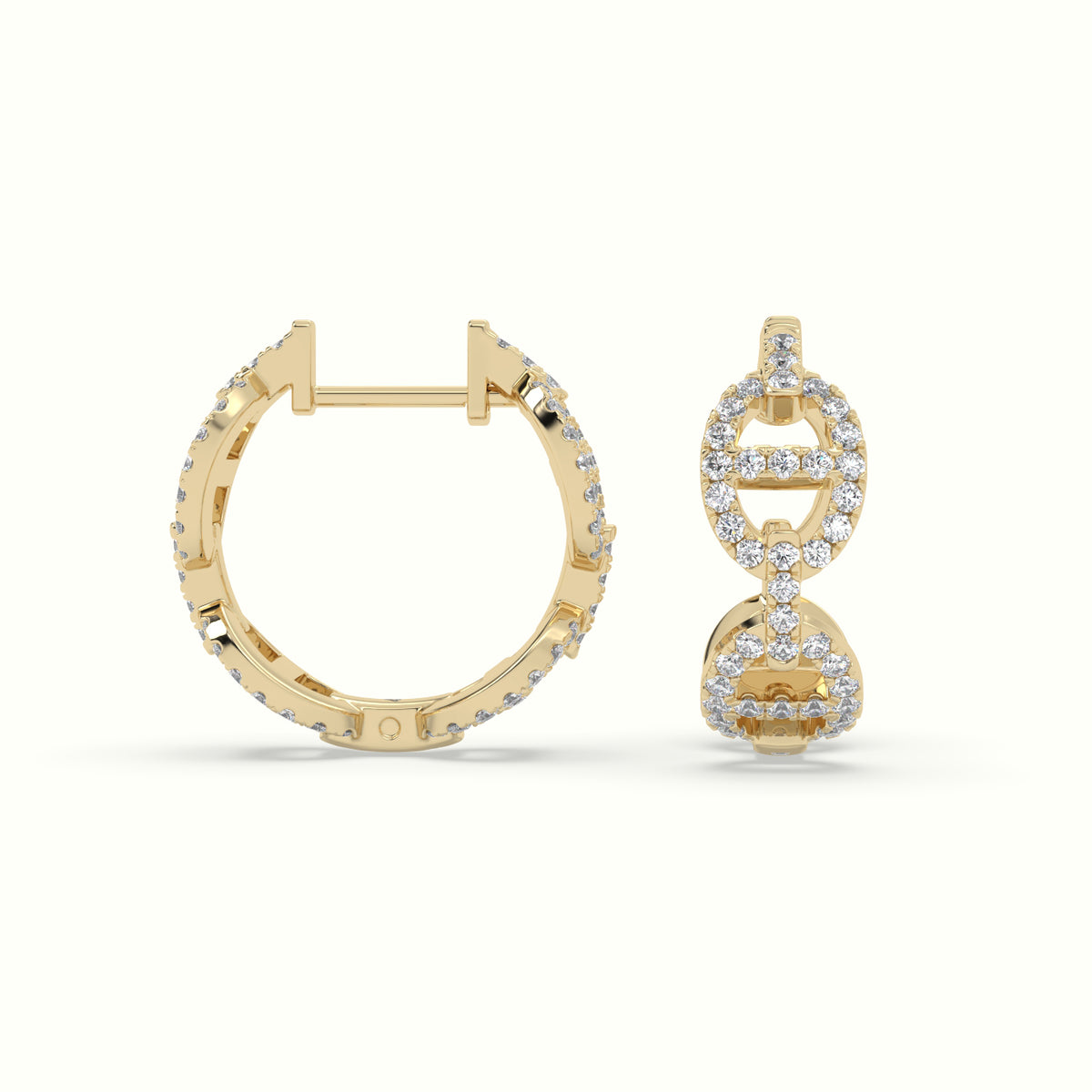 Pavé Mariner Link Diamond Huggie Earrings