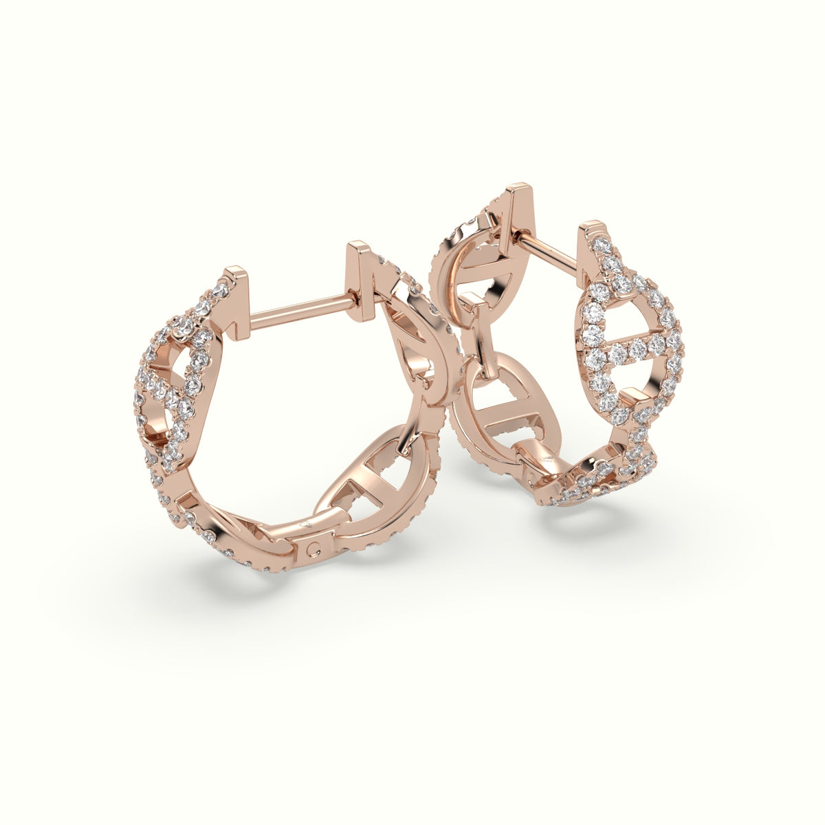 Pavé Mariner Link Diamond Huggie Earrings