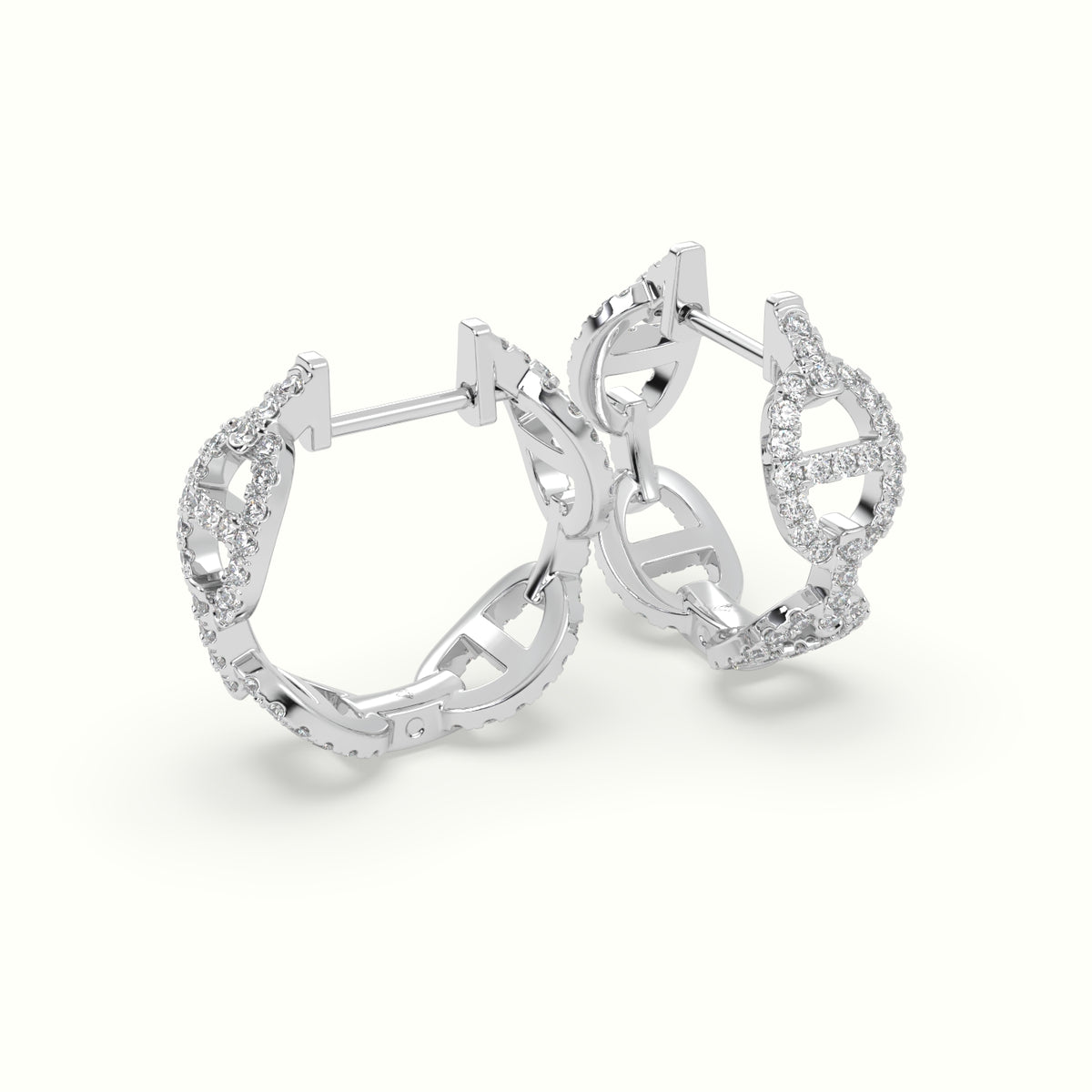 Pavé Mariner Link Diamond Huggie Earrings