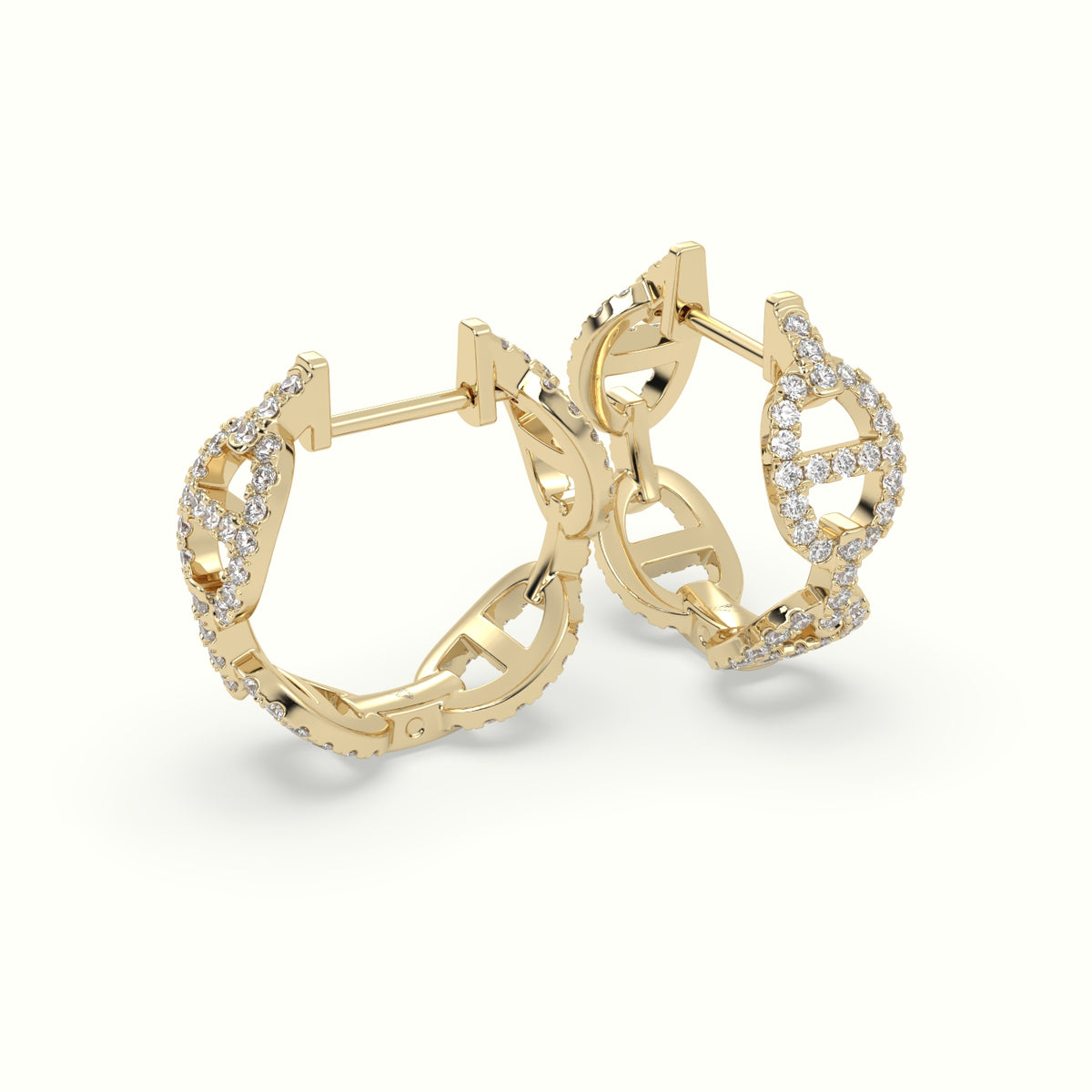 Pavé Mariner Link Diamond Huggie Earrings