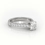 Round-Cut Diamond 4 Prong Pave Setting Engagement Ring — White Gold