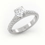 Round-Cut Diamond 4 Prong Pave Setting Engagement Ring — White Gold