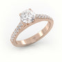Round-Cut Diamond 4 Prong Pave Setting Engagement Ring — Rose Gold