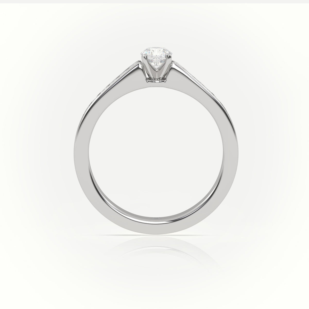 Round-Cut Diamond 4 Prong Channel Setting Engagement Ring — White Gold
