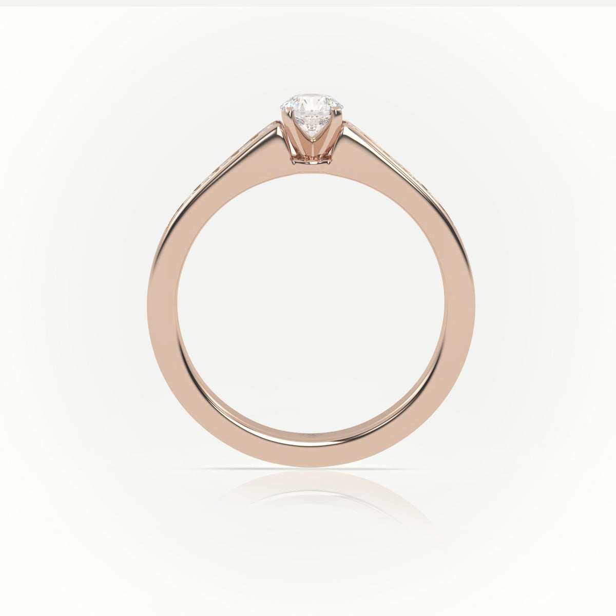 Round-Cut Diamond 4 Prong Channel Setting Engagement Ring — Rose Gold
