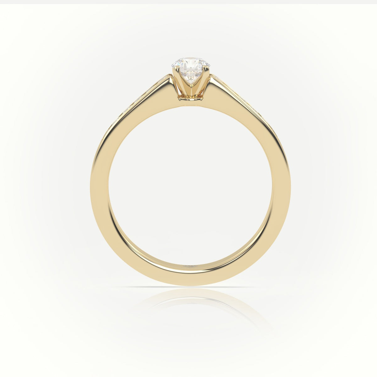 Round-Cut Diamond 4 Prong Channel Setting Engagement Ring — Yellow Gold